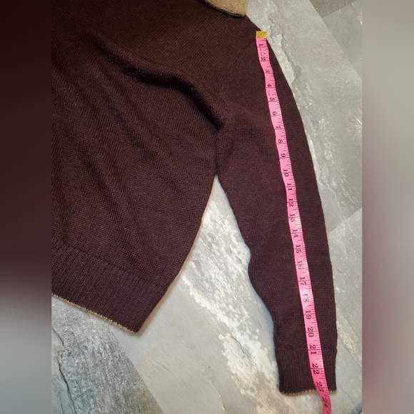 Peruvian Link "Auckland 1/4 zip sweater. 100% alpaga. Burgundy/black. Tan. S. - Picture 12 of 12